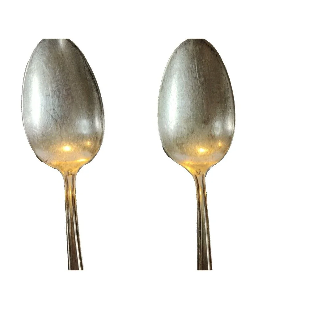 4 VTG Wm Rogers Silver Plate Soup Spoons Sectional Heavy Triple Plate Flatware